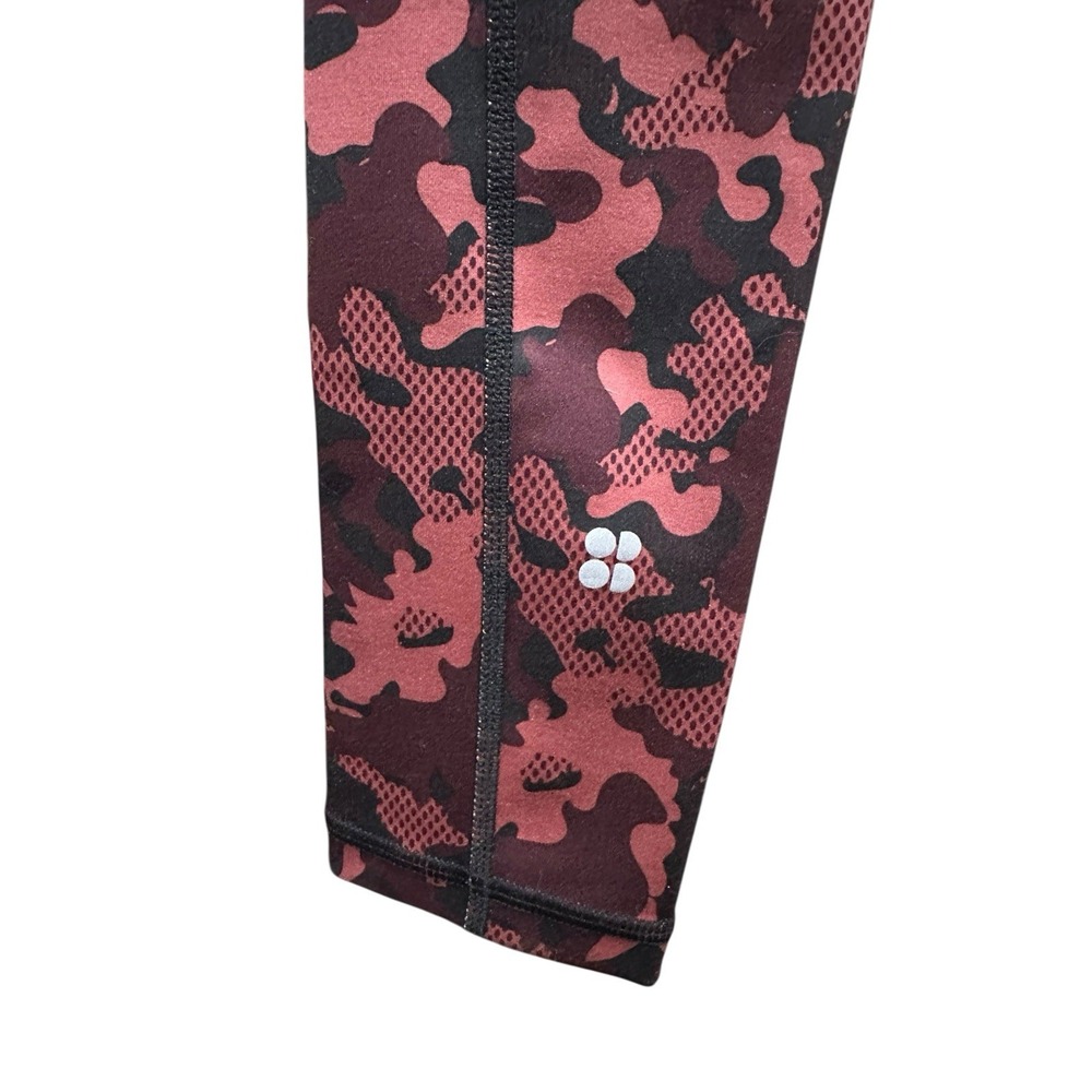 Sweaty Betty Leggings Womens XS Full Length Maroon Red Camo Workout Compression - Picture 5 of 5